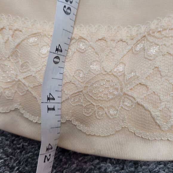 VINTAGE 80s slip ivory cream lace and satin rose grunge floral dress 48/L - Picture 11 of 13
